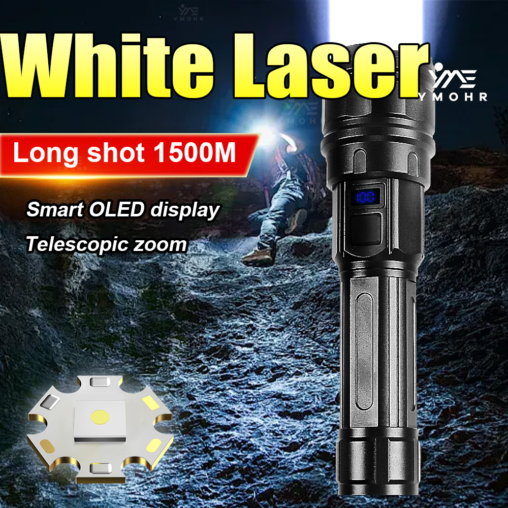 Outdoor Lighting Black - Witte laser-zaklamp met hoog vermogen Oplaadbare